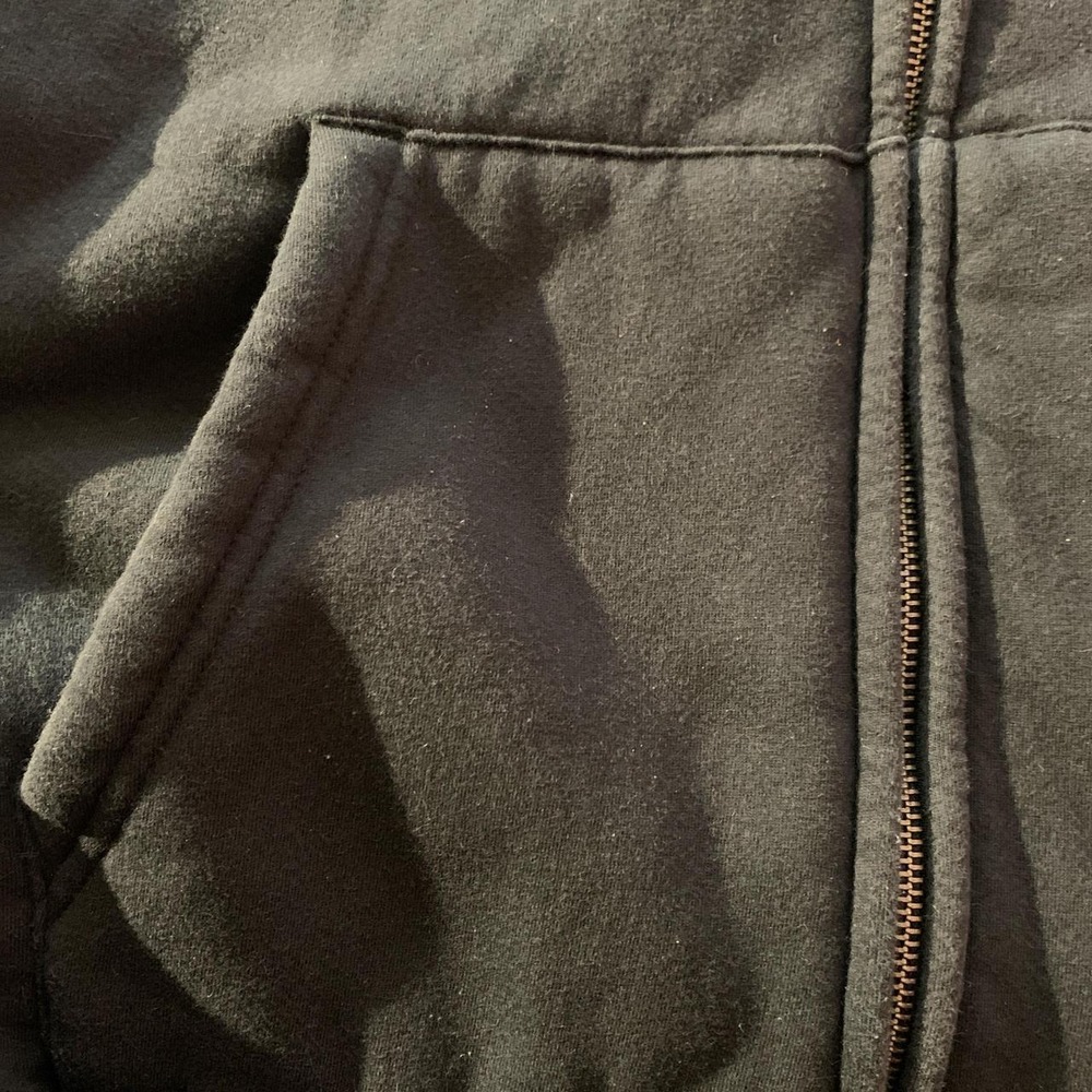 Lands End Serious Sweats Black Sherpa Lined Zip Up Hoodie Womens Large L/T 42-44 - Picture 5 of 5
